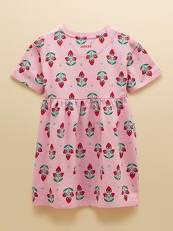 Joules Kids' Emma Short Sleeve Sweater Dress, Pink - view 2, Pink