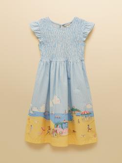 Joules Kids' Jenna Scene Woven Sleeveless Midi Dress, Blue, Blue