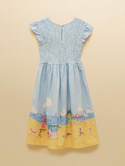 Joules Kids' Jenna Scene Woven Sleeveless Midi Dress, Blue - view 2, Blue