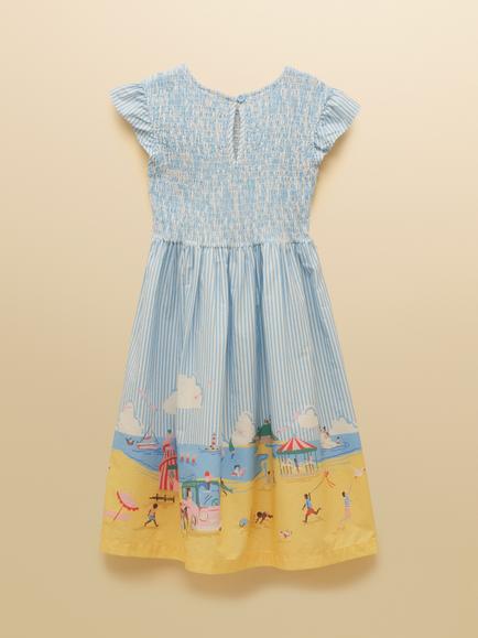 Joules Kids' Jenna Scene Woven Sleeveless Midi Dress, Blue - view 2, Blue
