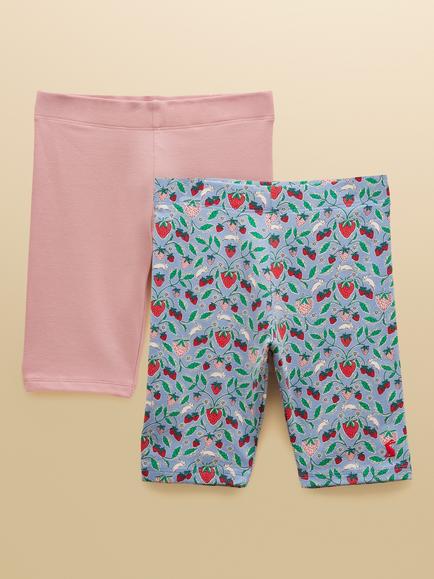 Joules Kids' Cycling Legging Shorts, Pack of 2, Blue/Pink, Blue/Pink