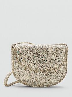 Mango Kids' Bolso Sparkle Cross Body Bag, Gold, Gold