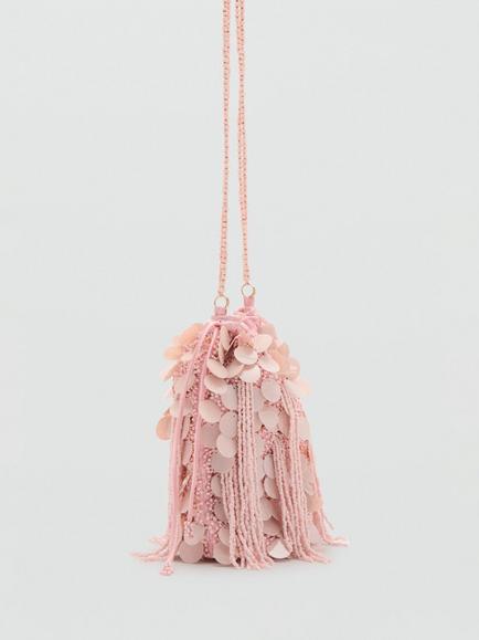 Mango Kids' Sequin Cross Body Bag, Pink - view 2, Pink