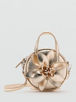 Mango Kids' Floral Appliqué Evening Bag, Gold, Gold