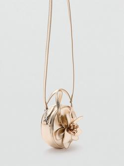 Mango Kids' Floral Appliqué Evening Bag, Gold - view 2, Gold