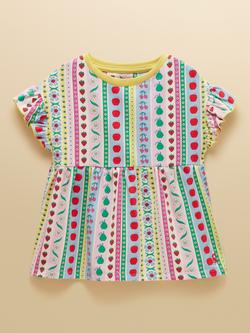 Joules Kids' Harper Fruit Striped Short Sleeve Top, Multi, Multi