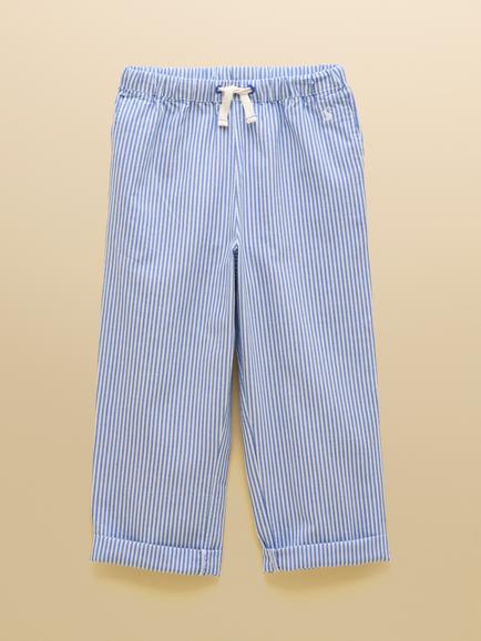 Joules Kids' Striped Drawstring Trousers, Blue/White, Blue/White