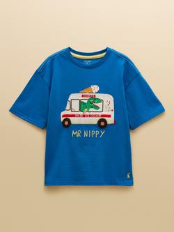 Joules Kids' Short Sleeve Applique Top, Blue, Blue