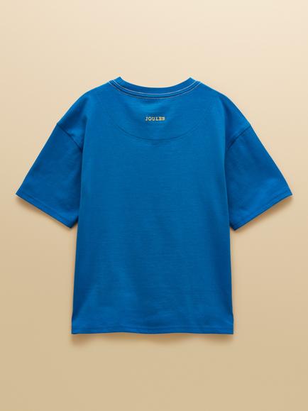 Joules Kids' Short Sleeve Applique Top, Blue - view 2, Blue