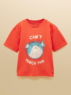 Joules Kids' Archie Short Sleeve T-Shirt, Orange, Orange