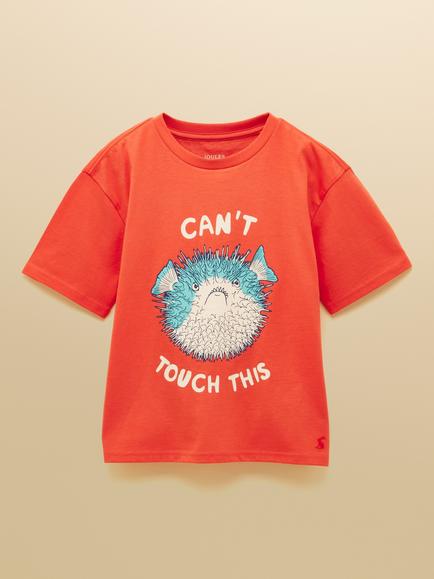 Joules Kids' Archie Short Sleeve T-Shirt, Orange, Orange