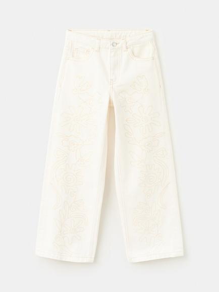 Mango Kids' Wide Leg Jeans, Raw, Raw