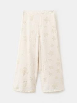 Mango Kids' Floral Wide Leg Trousers, Gold, Gold