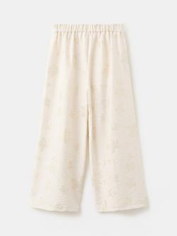 Mango Kids' Floral Wide Leg Trousers, Gold - view 2, Gold
