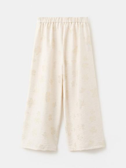 Mango Kids' Floral Wide Leg Trousers, Gold - view 2, Gold