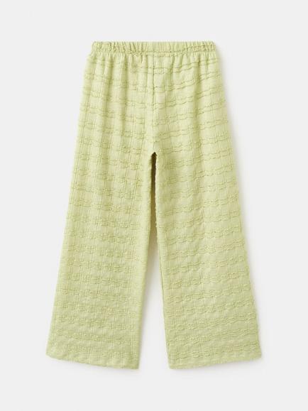 Mango Kids' Textured Wide Leg Trousers, Lime - view 2, Lime