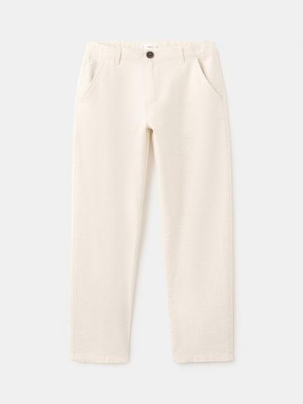 Mango Kids' Cotton-Linen Chinos, Beige, Beige