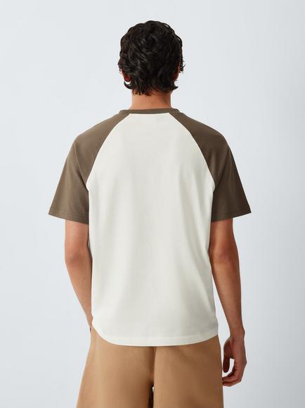 John Lewis Contrast Short Raglan Sleeve Cotton T-Shirt - view 2, Cub Ecru
