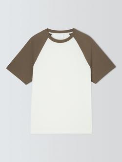 John Lewis Contrast Short Raglan Sleeve Cotton T-Shirt, Cub Ecru