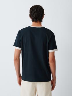 John Lewis Short Sleeve Contrast Ringer Cotton T-Shirt - view 2, Navy/Ecru