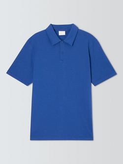 John Lewis Short Sleeve Slub Cotton Polo Shirt, Mazarine Blue