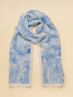 Joules Printed Scarf, Blue/Ecru, Blue/Ecru