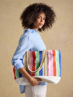 Joules Stripe Canvas Tote Bag, Multi - view 2, Multi