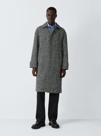John Lewis Salt and Pepper Wool Blend Coat, Black And White, Black And White