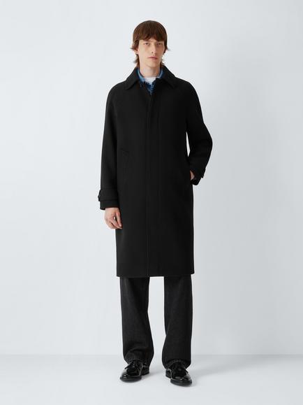 John Lewis Wool Blend Overcoat, Black, Black