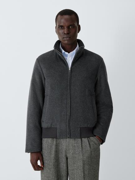 John Lewis Wool Blend Puffer Jacket, Charcoal, Charcoal