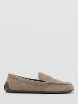Mango Kids' Suede Penny Loafers, Sand, Sand