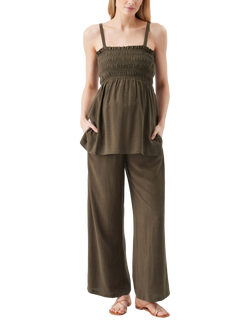 Ripe Ella Shirred Maternity Tunic Top, Khaki, Khaki