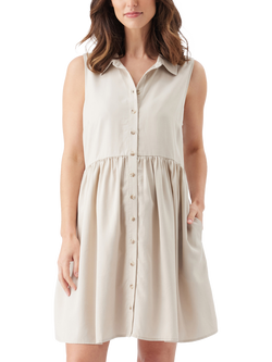 Ripe Chloe Lyocell Button Down Maternity and Nursing Dress, Sand - view 2, Sand