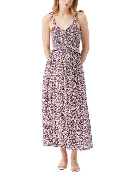 Ripe Dana Shirred Maternity Dress, Maroon/White, Maroon/White