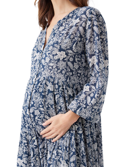 Ripe Ezra Floral Maternity Dress, Ink/White - view 2, Ink/White