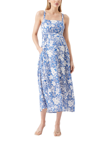 Ripe Nahla Longline Maternity Dress, Royal/White, Royal/White