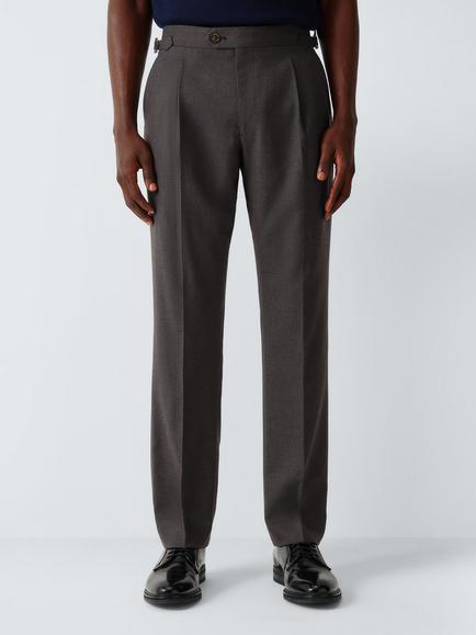 John Lewis Pure Wool Flannel Regular Fit Suit Trousers, Mid Brown, Mid Brown