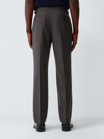 John Lewis Pure Wool Flannel Regular Fit Suit Trousers, Mid Brown - view 2, Mid Brown