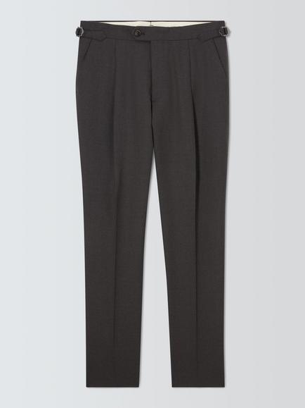 John Lewis Pure Wool Flannel Loose Fit Suit Trousers, Mid Brown, Mid Brown