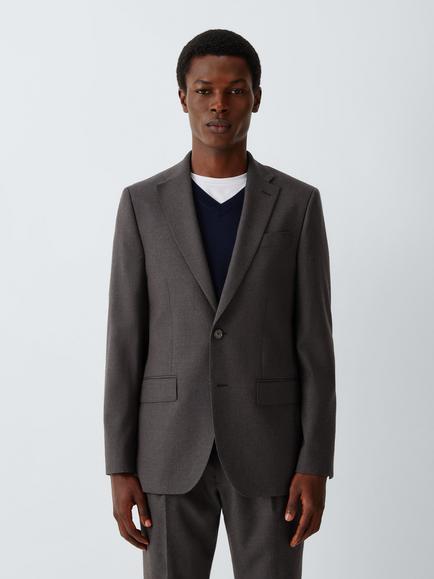 John Lewis Pure Wool Flannel Regular Fit Suit Jacket, Mid Brown, Mid Brown