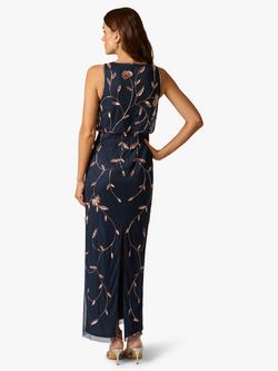 Adrianna Papell Studio Bead Blouson Maxi Dress, Navy/Rosegold - view 2, Navy/Rosegold