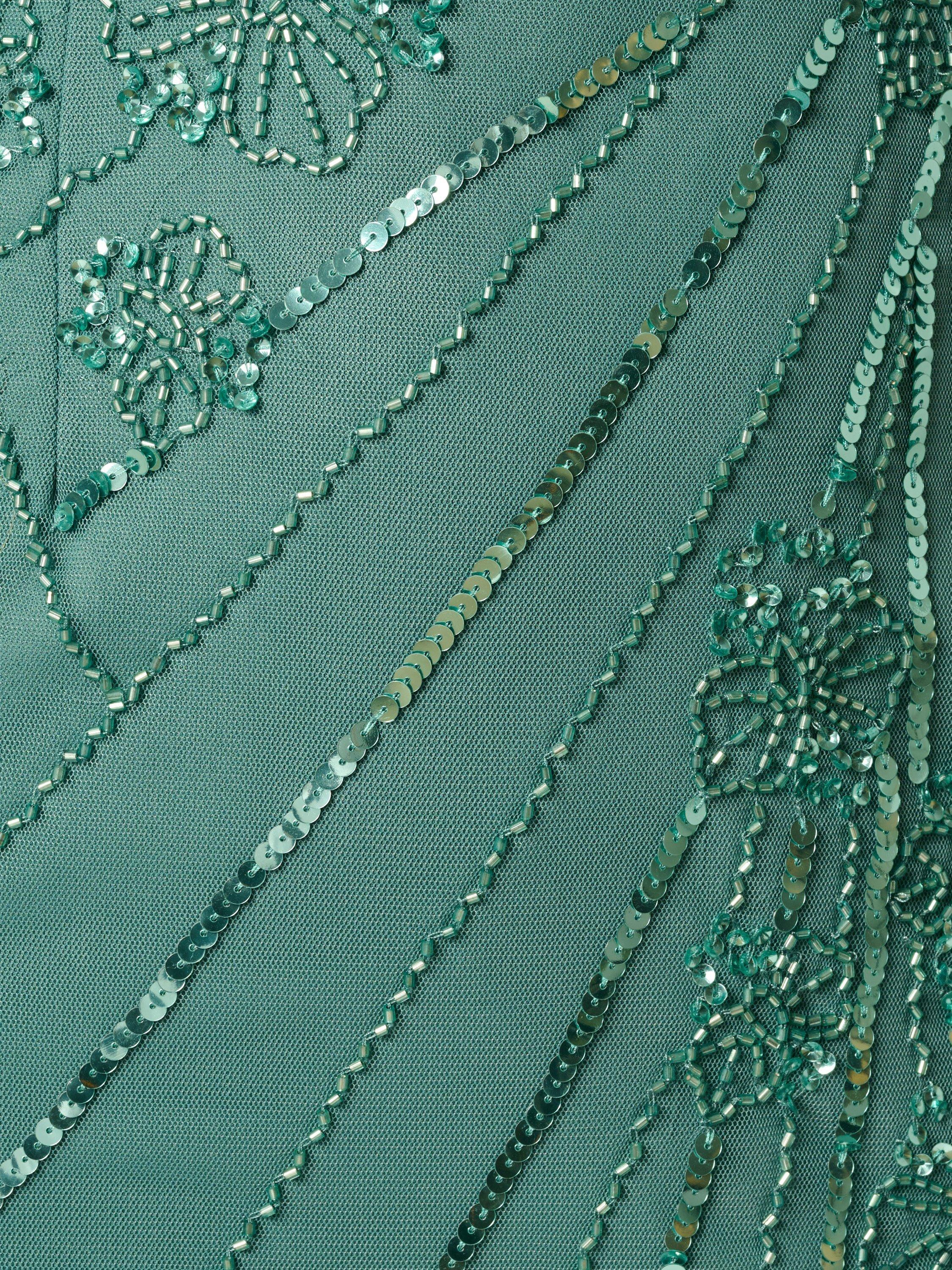 princess polly baby blue dress Adrianna Papell Studio Beaded Mesh Maxi Dress, Green Slate
