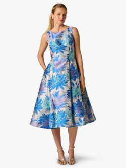 Adrianna Papell Floral Jacquard Sleeveless Dress, Blue/Multi, Blue/Multi