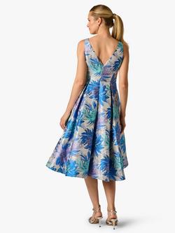 Adrianna Papell Floral Jacquard Sleeveless Dress, Blue/Multi - view 2, Blue/Multi