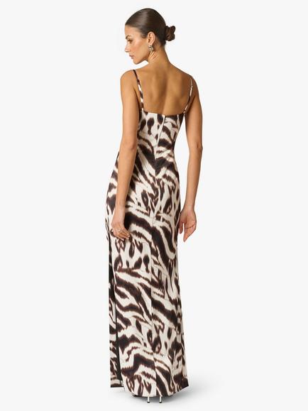 Adrianna By Adrianna Papell Abstract Animal Print Satin Dress, Black/Taupe - view 2, Black/Taupe