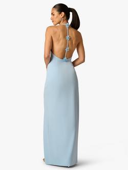 Adrianna By Adrianna Papell Floral Back Crepe Maxi Dress, Azure Blue - view 2, Azure Blue