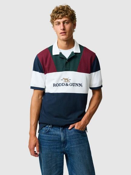 Rodd & Gunn Heathridge Australian Cotton Regular Fit Colour Block Polo Shirt, Eclipse, Eclipse