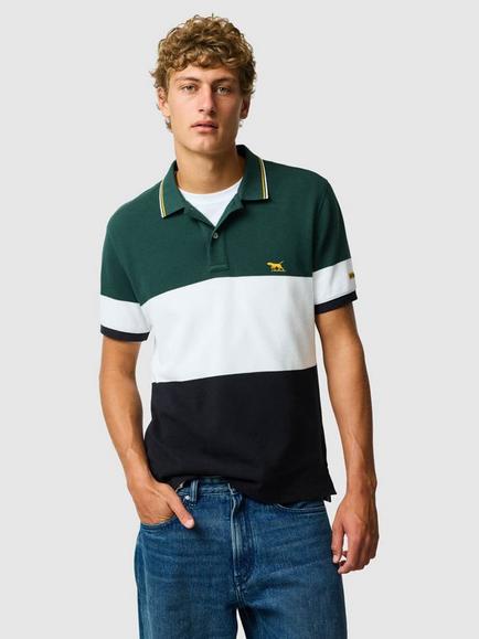 Rodd & Gunn Homebay Australian Cotton Slim Fit Colour Block Polo Shirt, Onyx