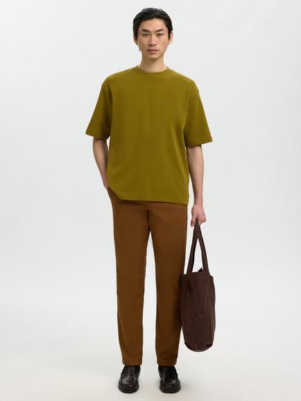 Selected Crew Neck T-Shirt, Fir Green Melange, Fir Green Melange