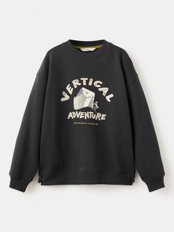 Mango Kids' Printed Crew Neck Sweatshirt, Anthracite, Anthracite